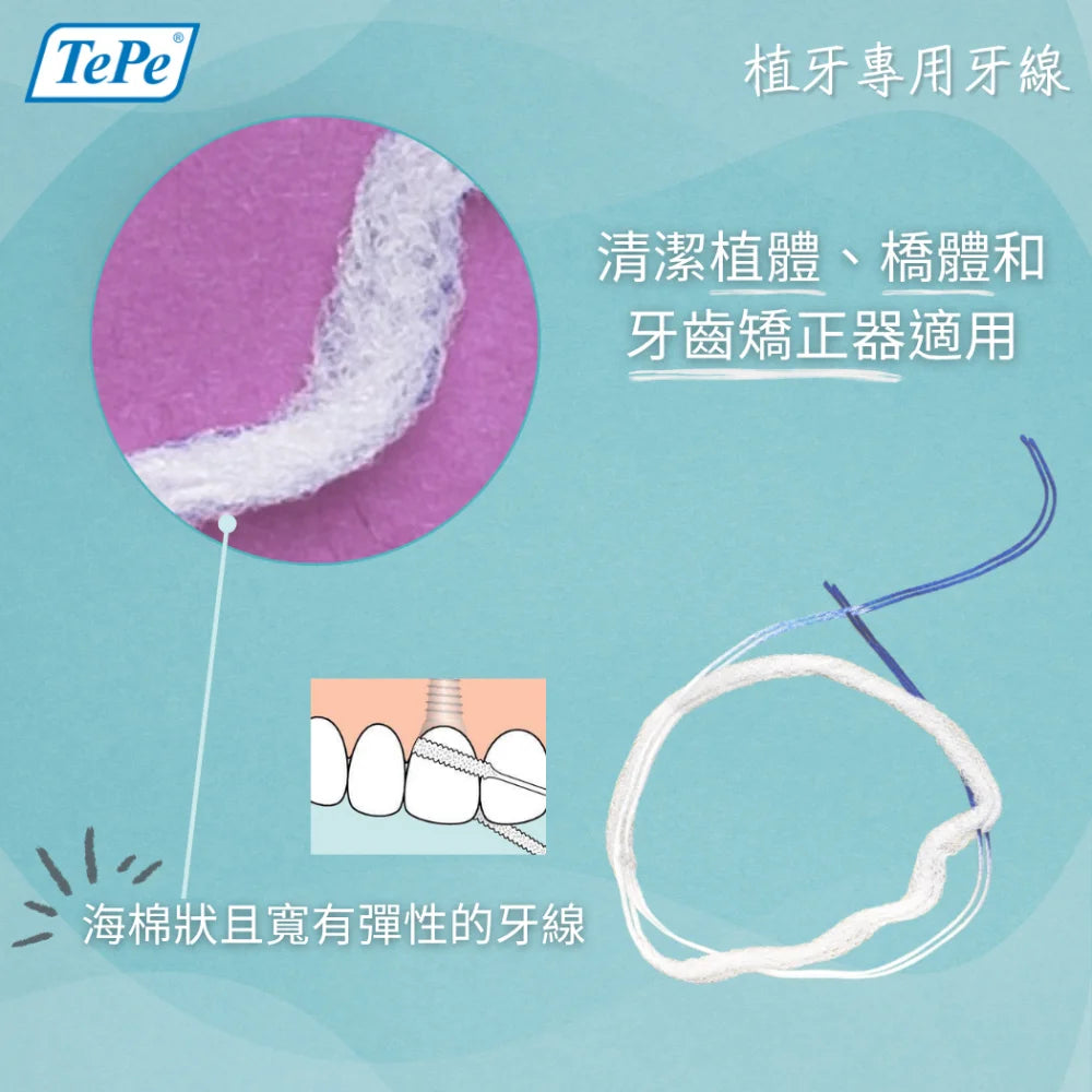 TePe® Bridge & Implant Floss 植牙專用牙線